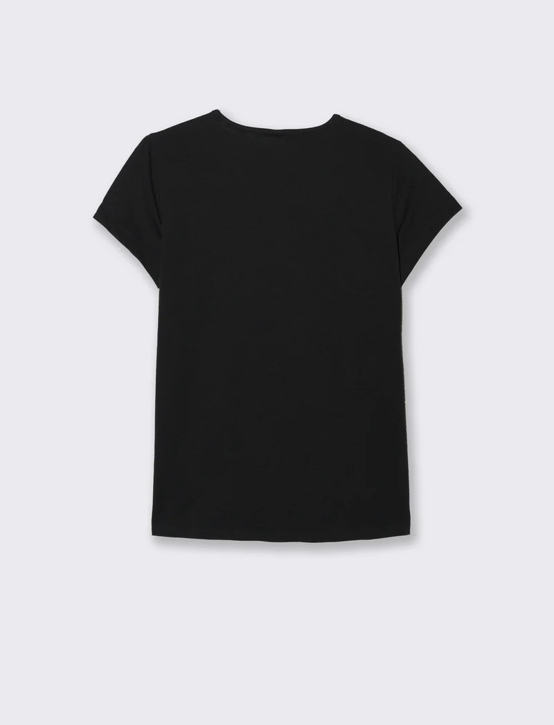 T-shirt con anello da donna - Nero