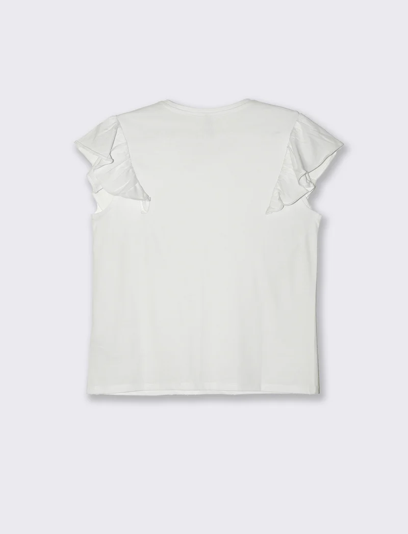 T-shirt con rouches da donna - Bianco