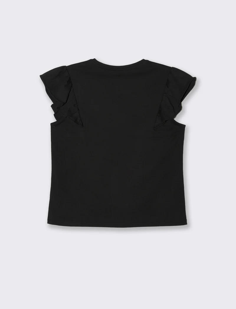 T-shirt con rouches da donna - Nero