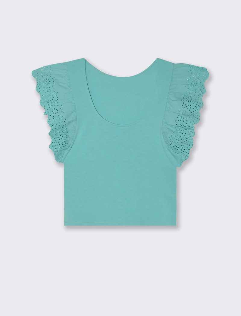 T-shirt con rouches da donna - Turchese
