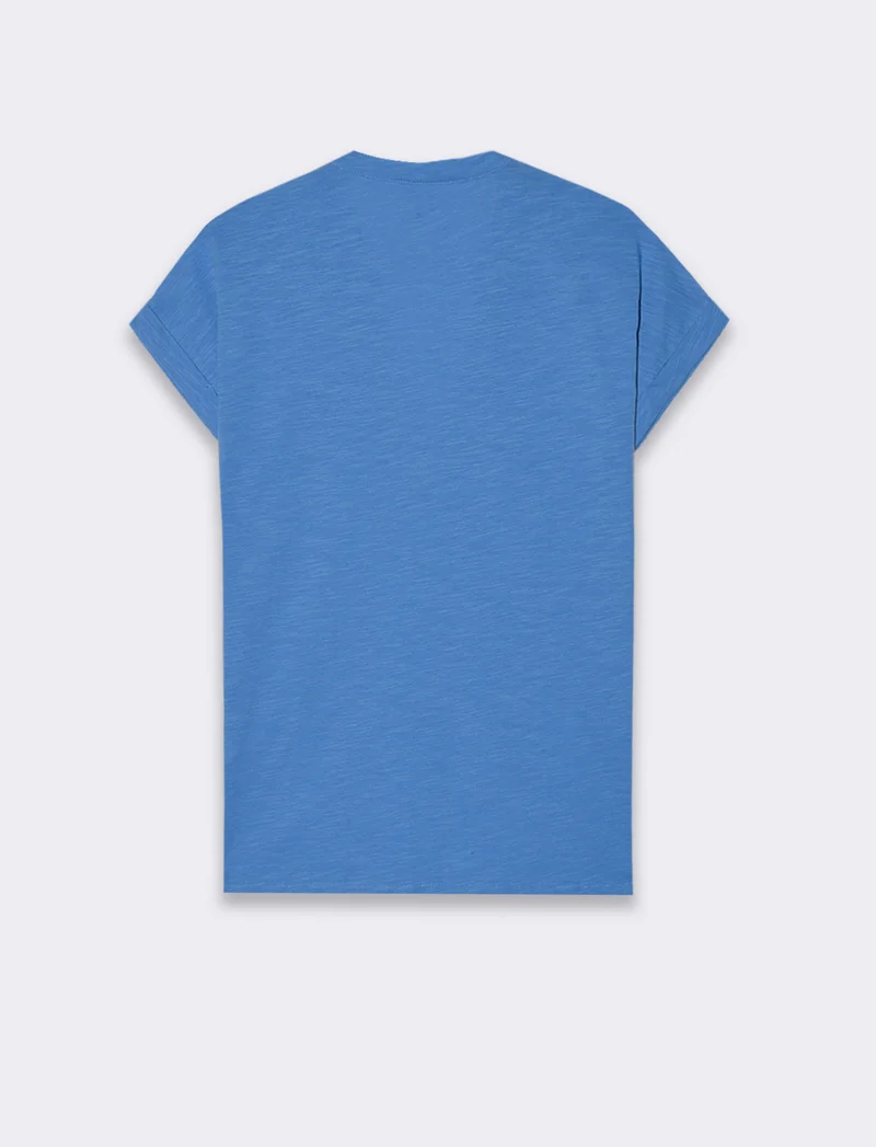 T-shirt con inserto in pizzo da donna - Bluette