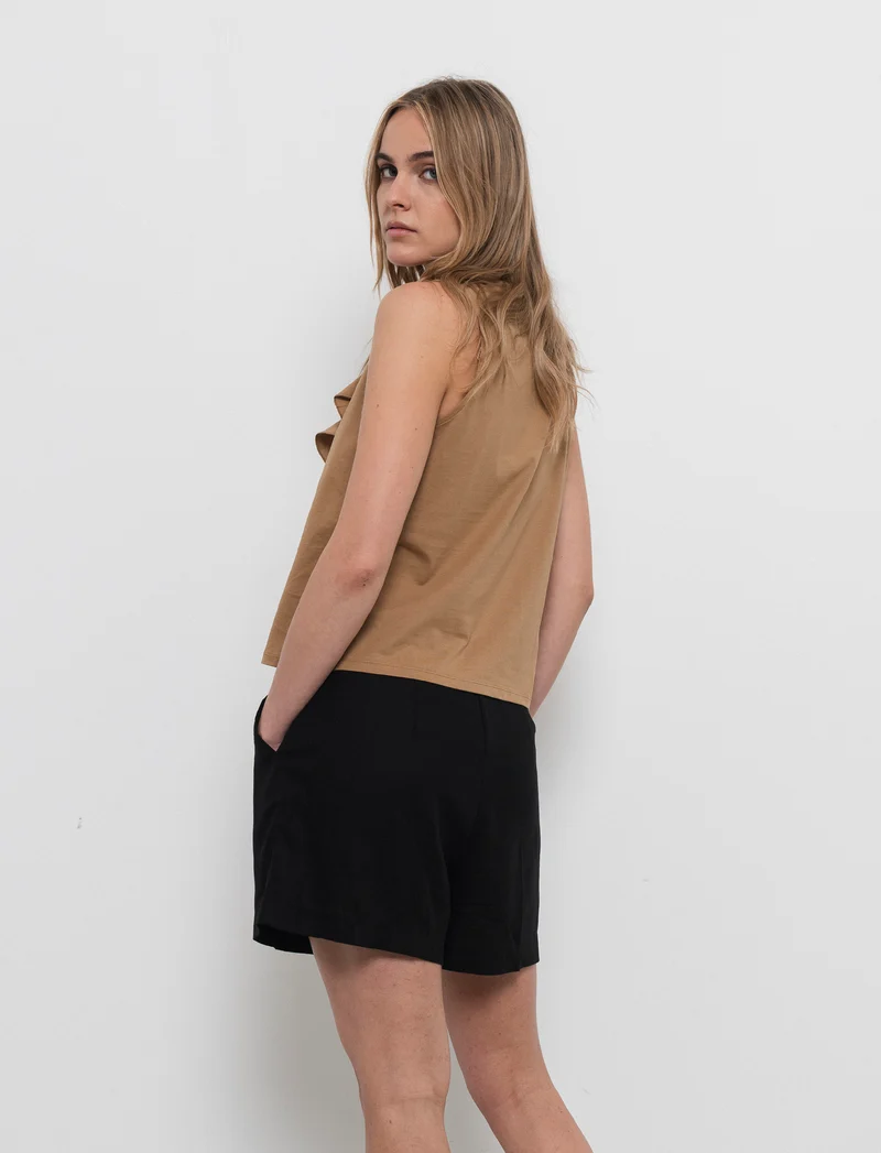 Short con elastico in vita da donna - Nero