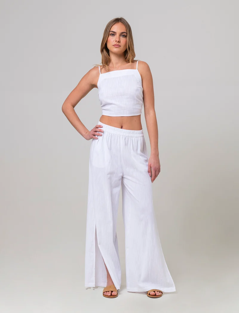 Top con chiusura a fiocco da donna - Bianco