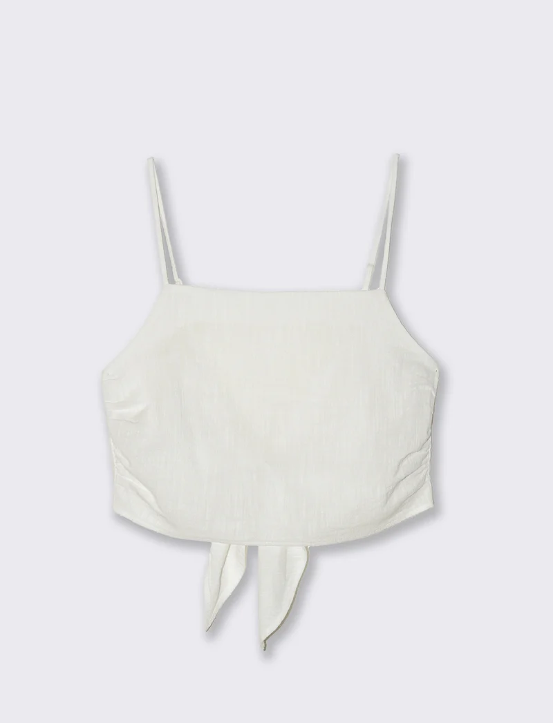 Top con chiusura a fiocco da donna - Bianco