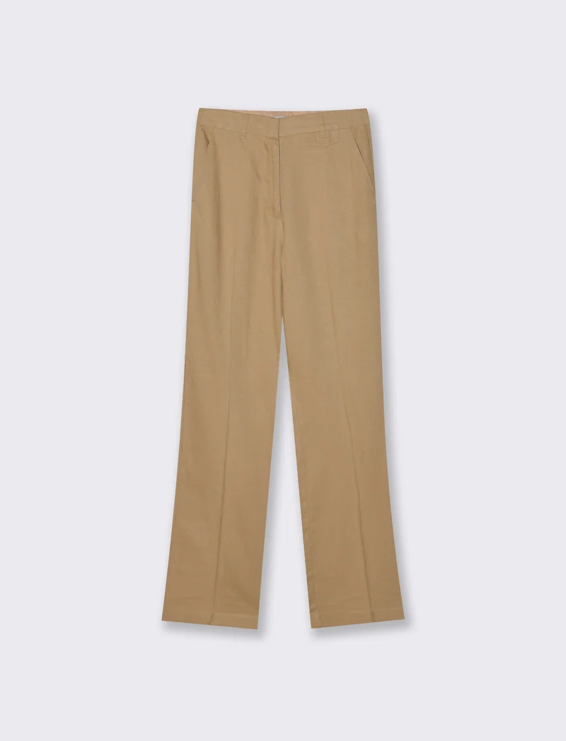 Pantalone gamba dritta da donna - Caramello
