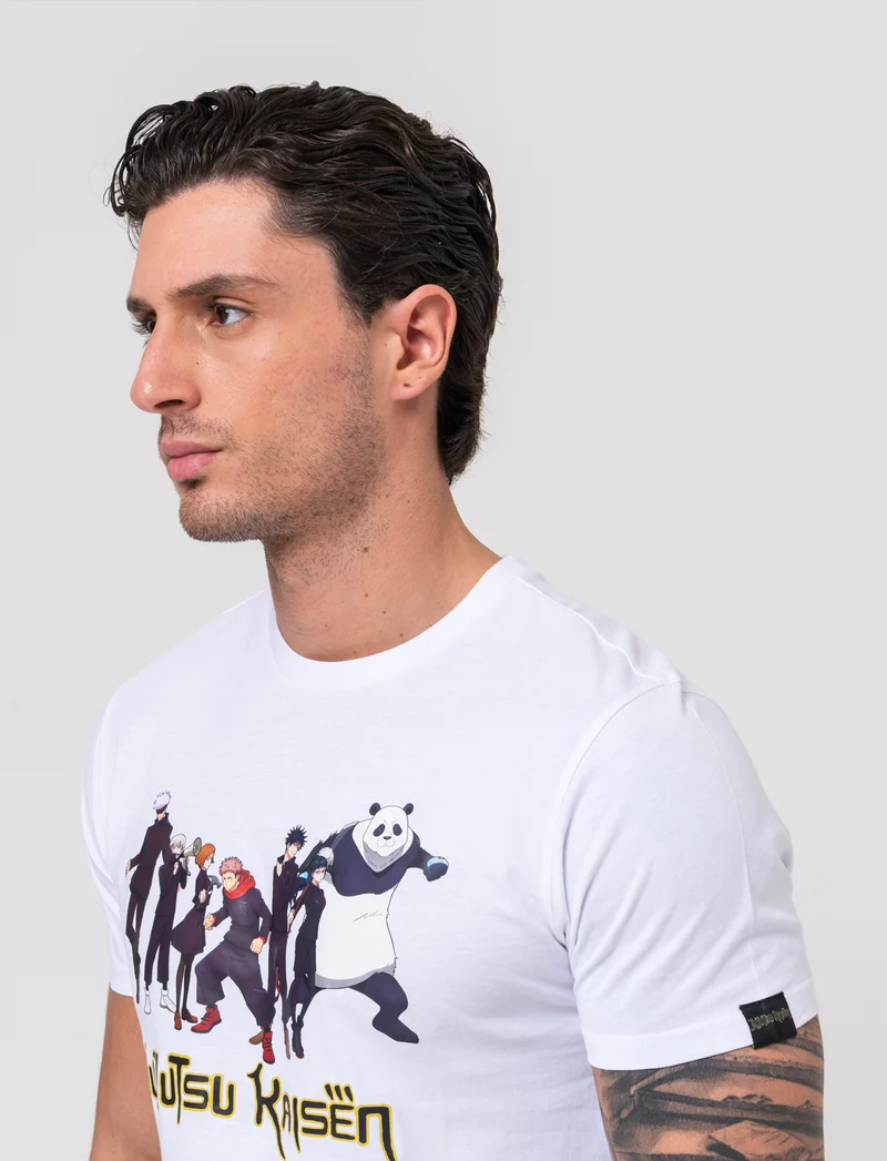 T-shirt stampa jujutsu kaisen da uomo - Bianco