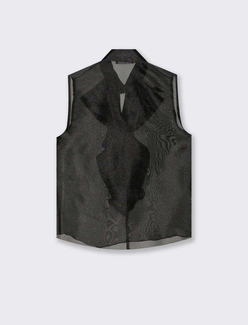 Casacca in organza con rouches - Nero