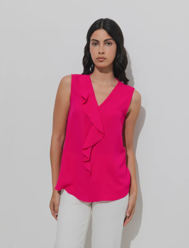 Top con rouches sul davanti - Fuxia