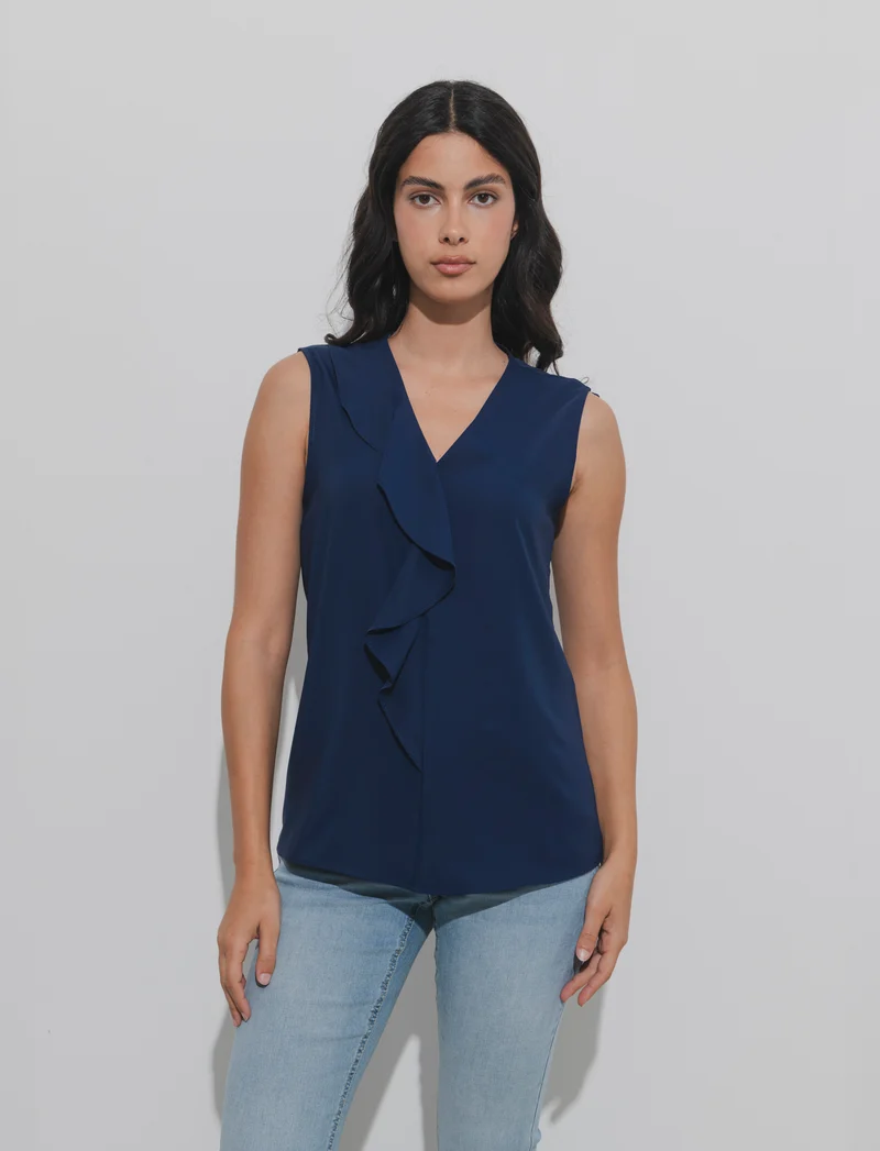 Top con rouches sul davanti - Blu