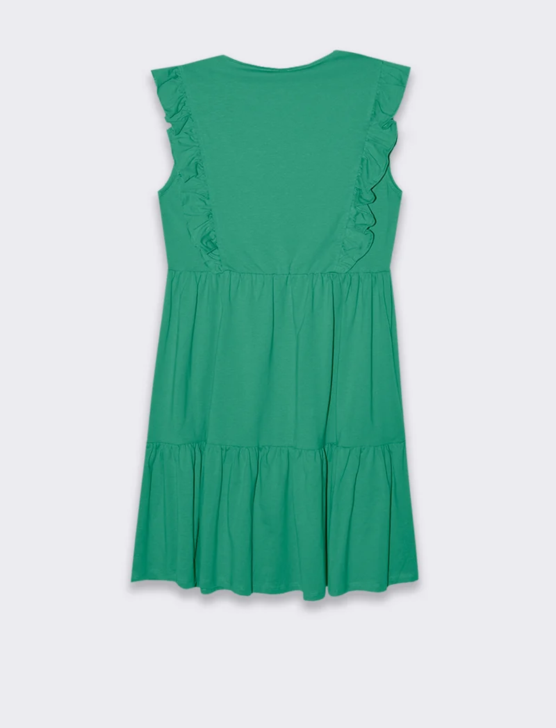 Vestito corto con rouches da donna - Verde smeraldo
