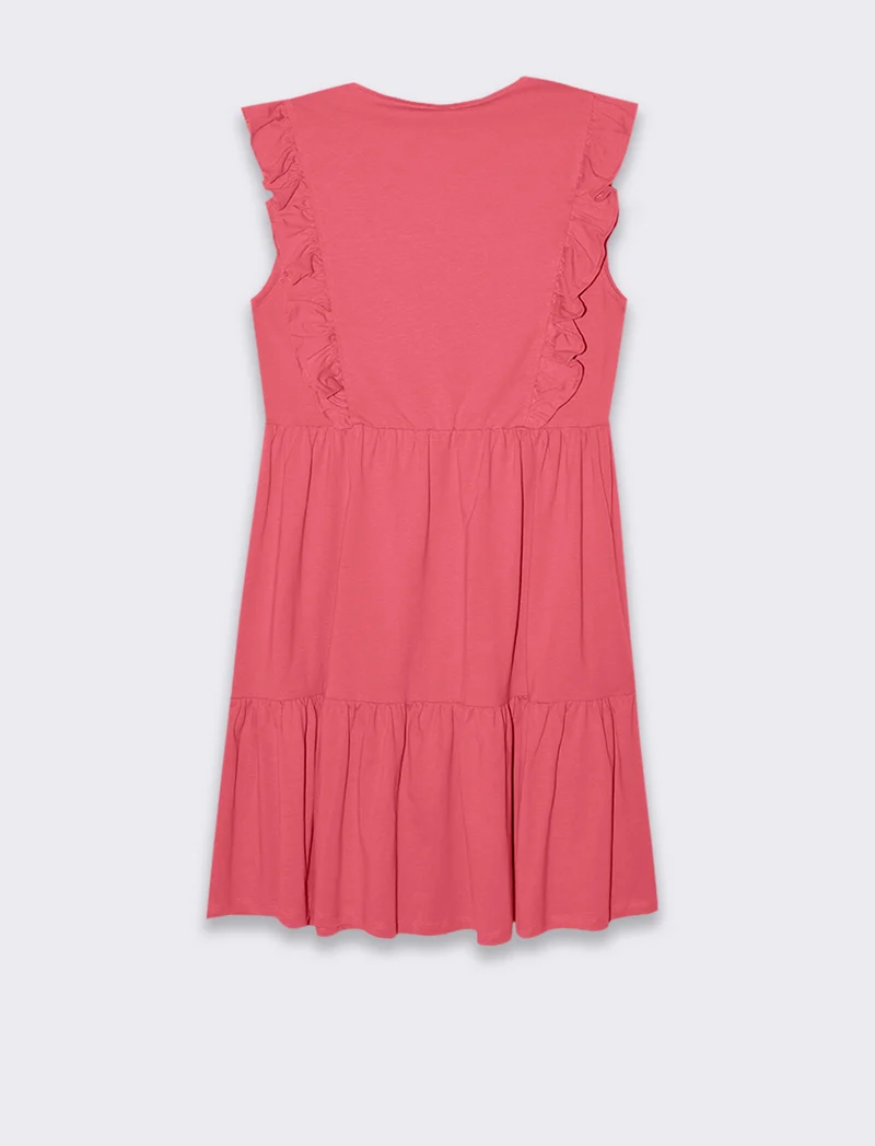 Vestito corto con rouches da donna - Geranio
