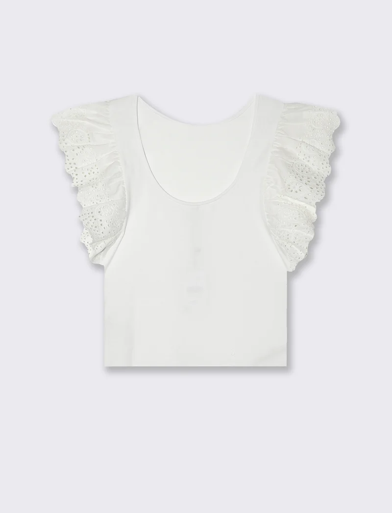 T-shirt con rouches da donna - Bianco