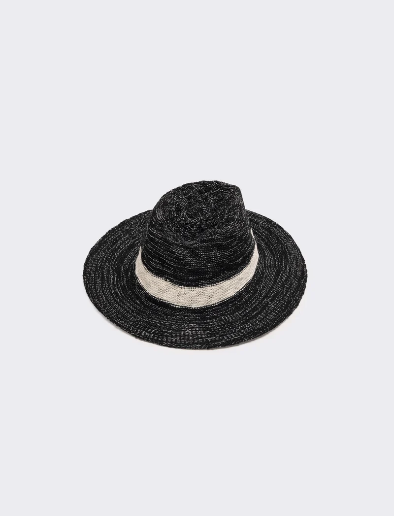 Cappello donna tesa larga in maglina lurex - Nero