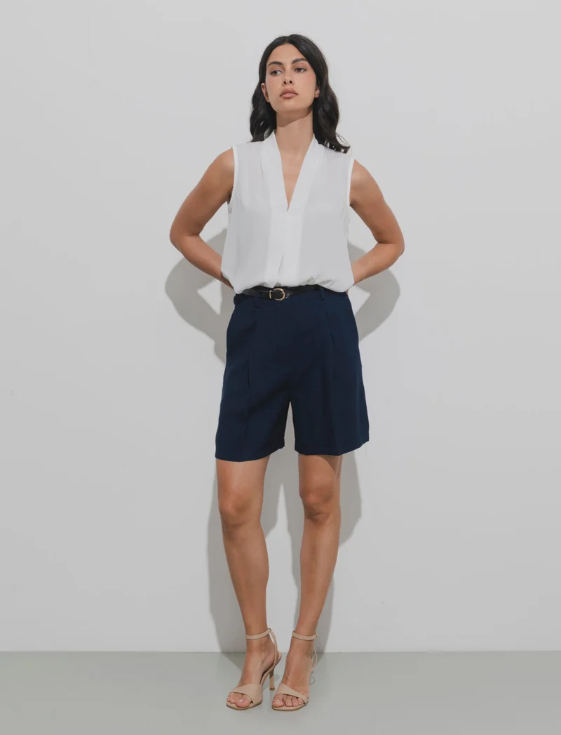 Short con cintura - Blu