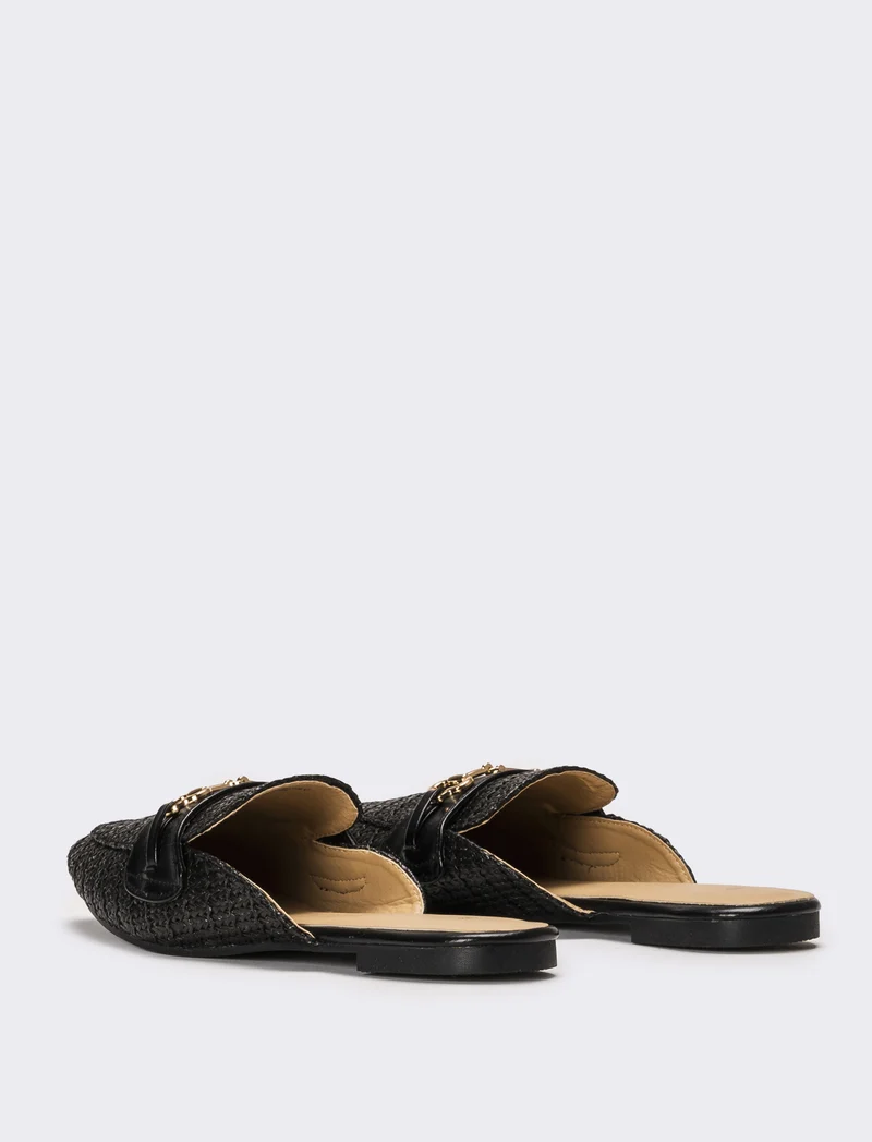 Mule in rafia - Nero