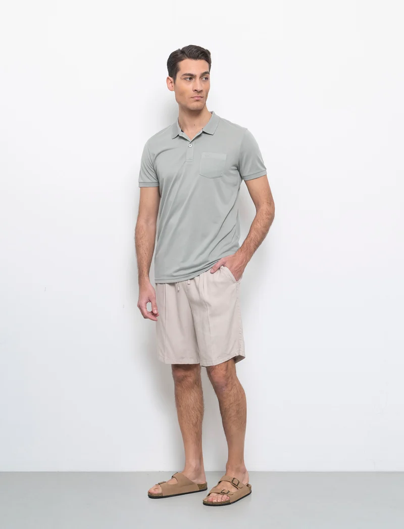 Bermuda jogger misto lino da uomo - Sabbia