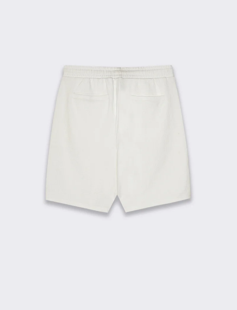 Bermuda struttura jacquard effetto iuta da uomo - Bianco