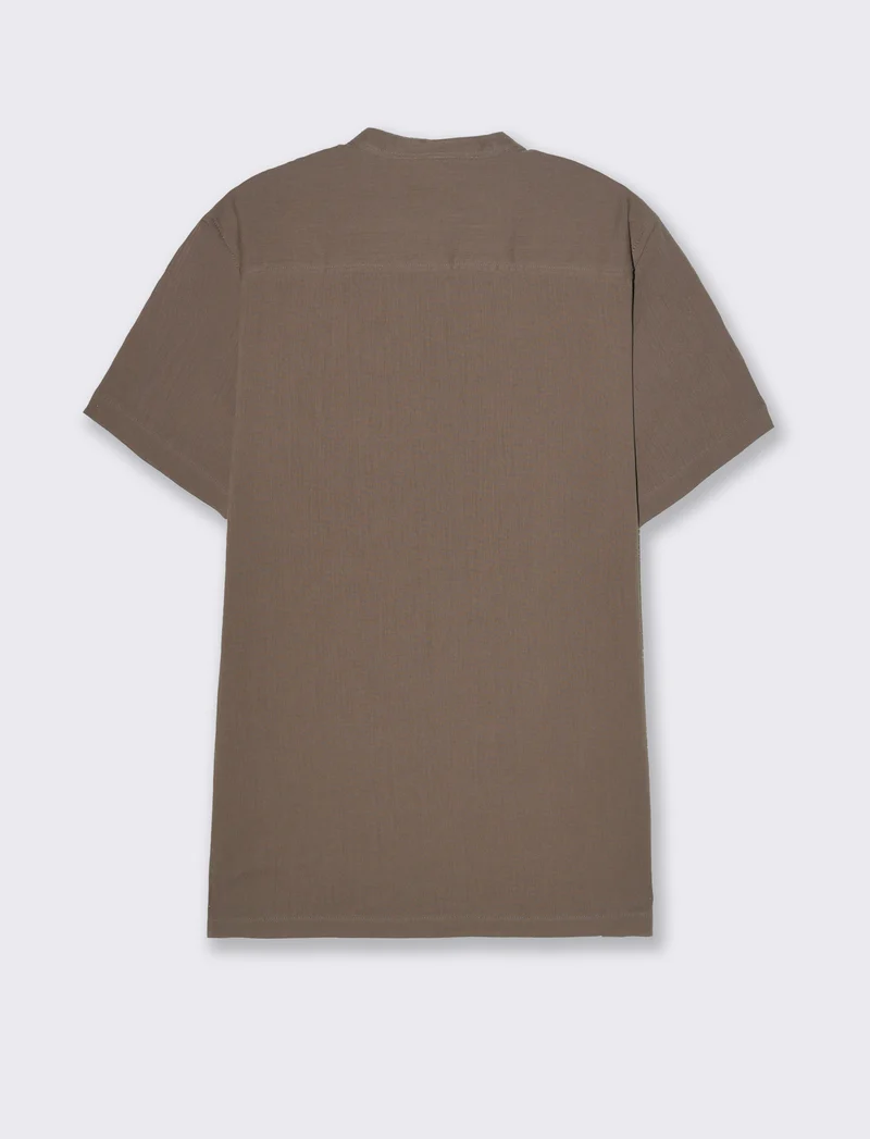 Camicia alla coreana da uomo effetto crepe - Grigio fango