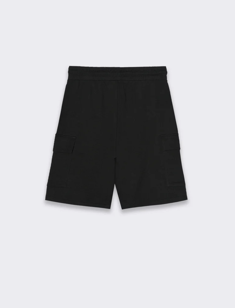 Bermuda in felpa con vita jogger da uomo - Nero