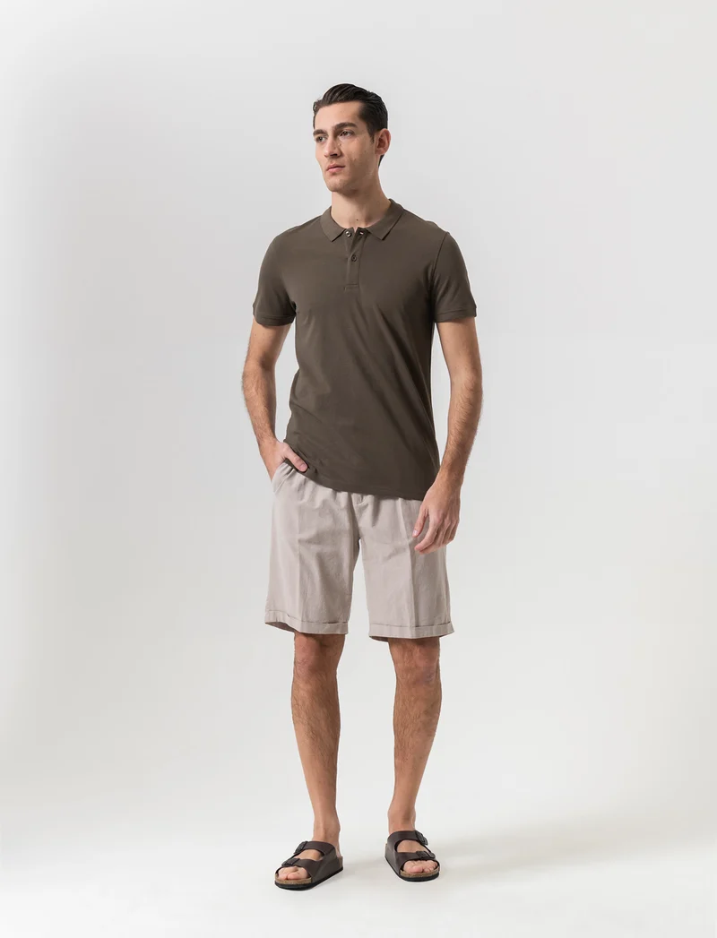 Polo basica in piquet da uomo - Verde kaki