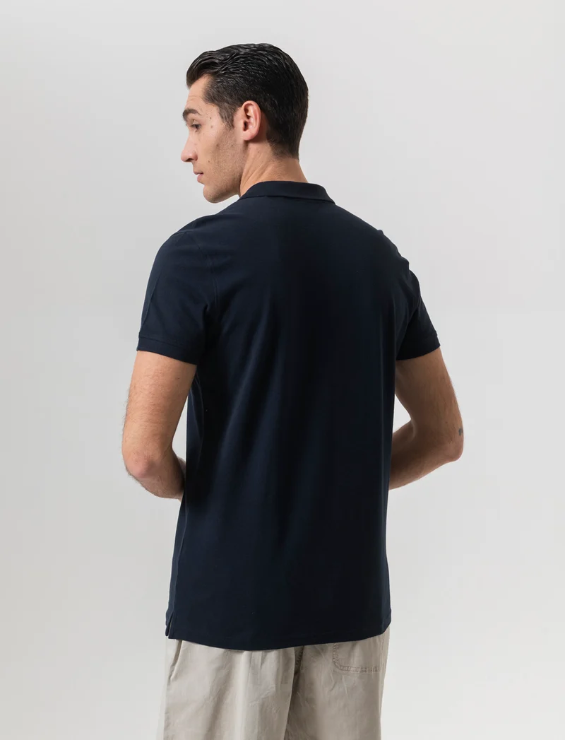 Polo basica in piquet da uomo - Blu