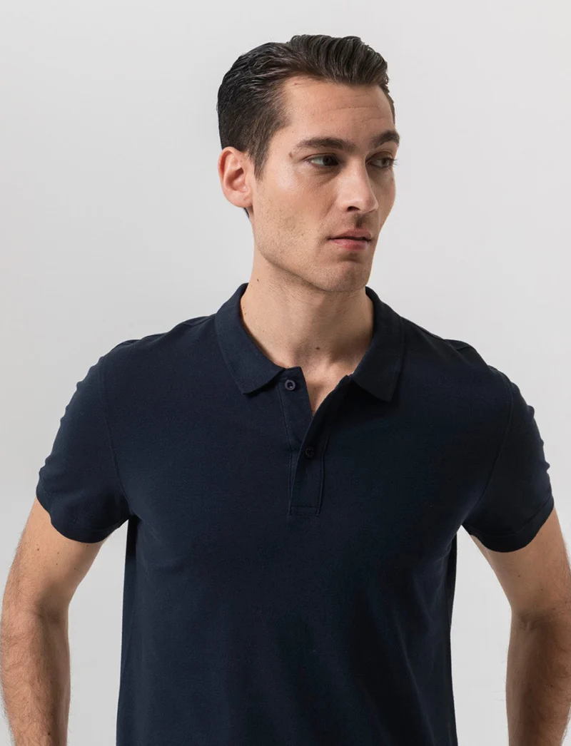 Polo basica in piquet da uomo - Blu