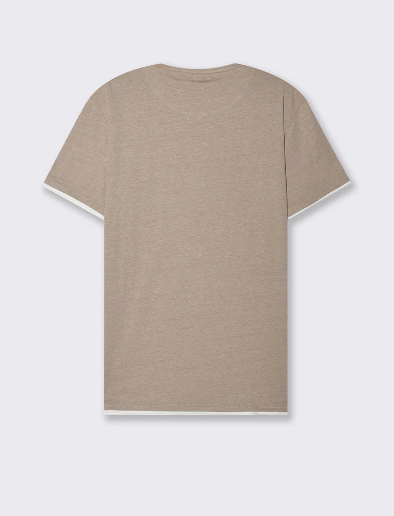 T-shirt effetto melange con tasca da uomo - Beige