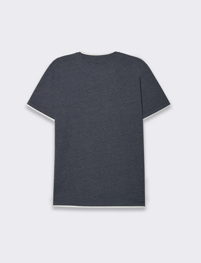 T-shirt effetto melange con tasca da uomo - Blu