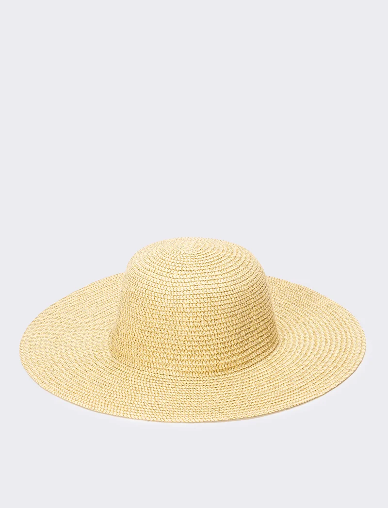 Cappello donna falda larga con lurex - Beige