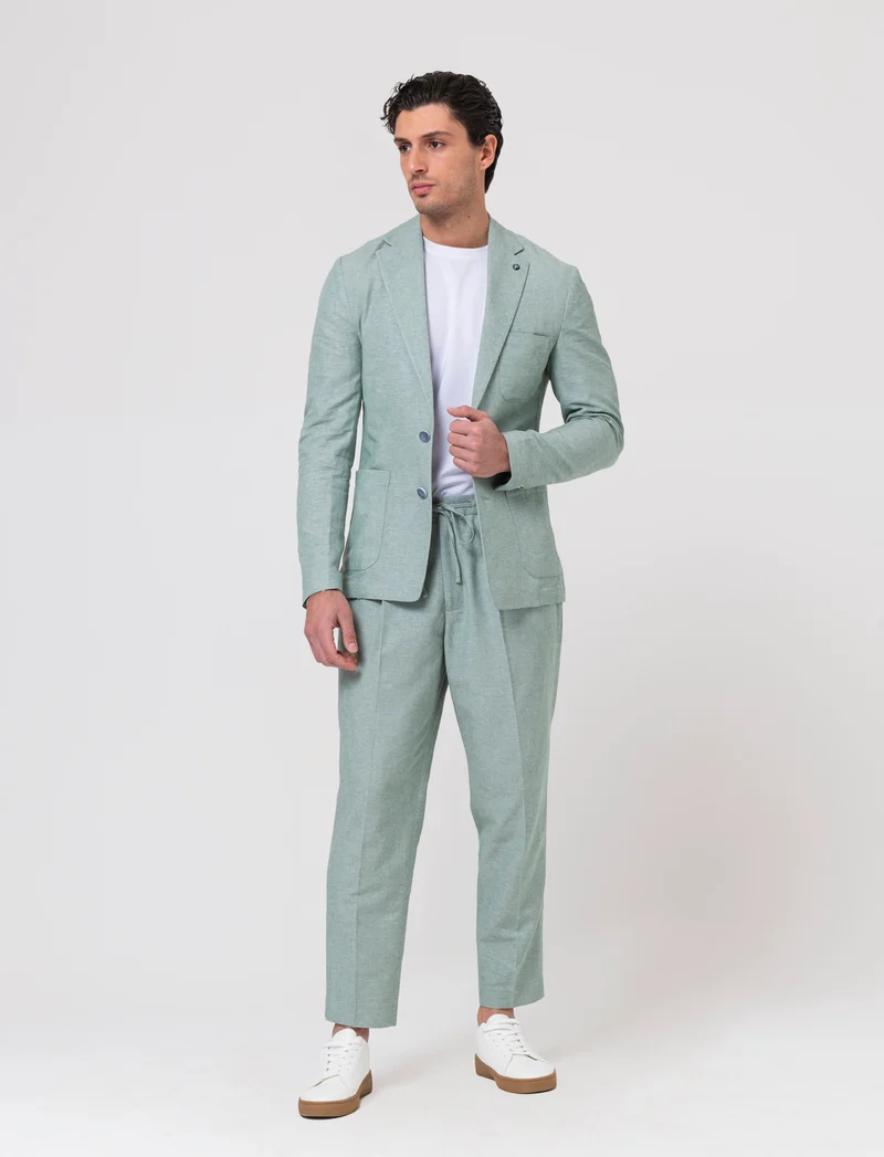 Blazer decostruito da completo in misto lino da uomo - Verde