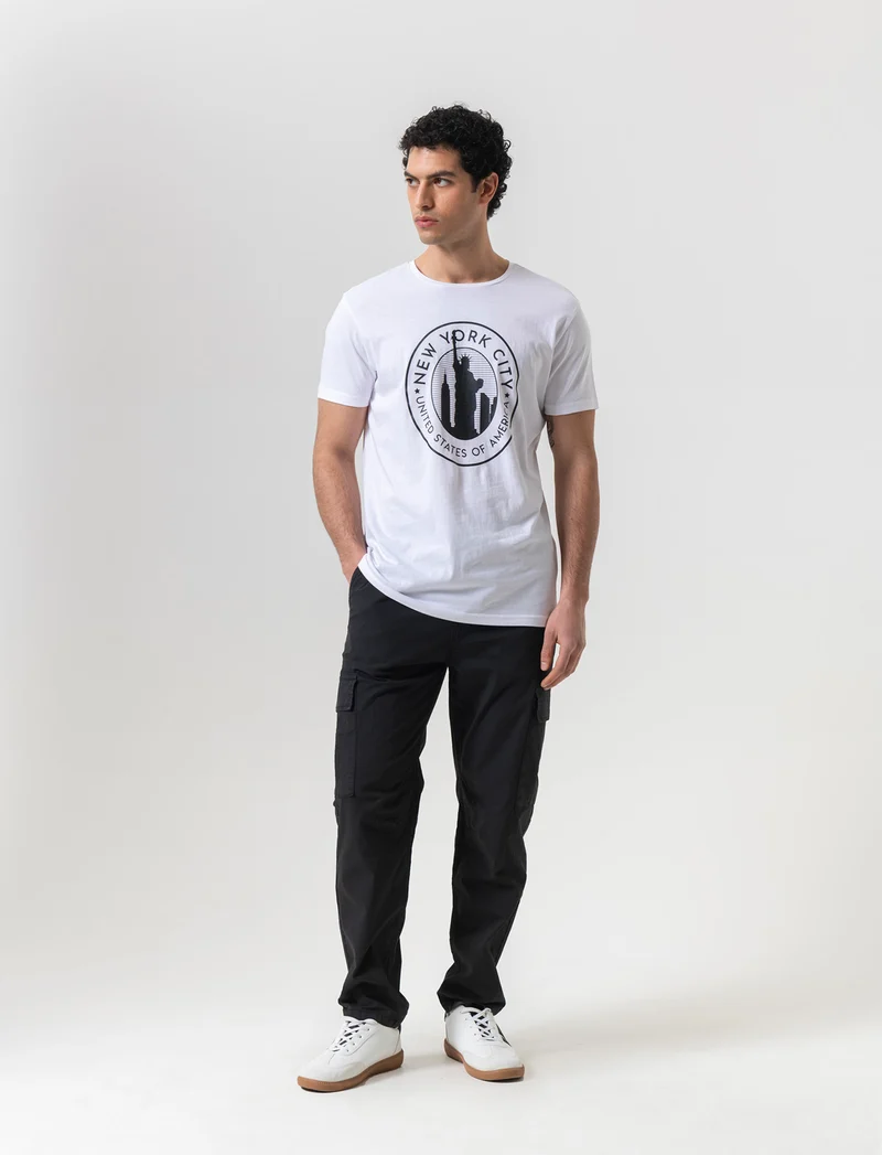 T-shirt in cotone con stampa da uomo - Bianco