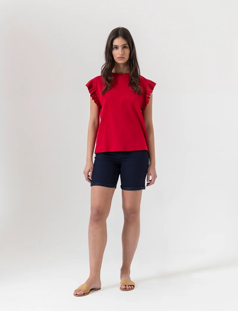 Bermuda in denim da donna - Blu