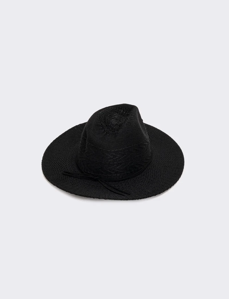 Cappello donna a falda larga in maglina - Nero
