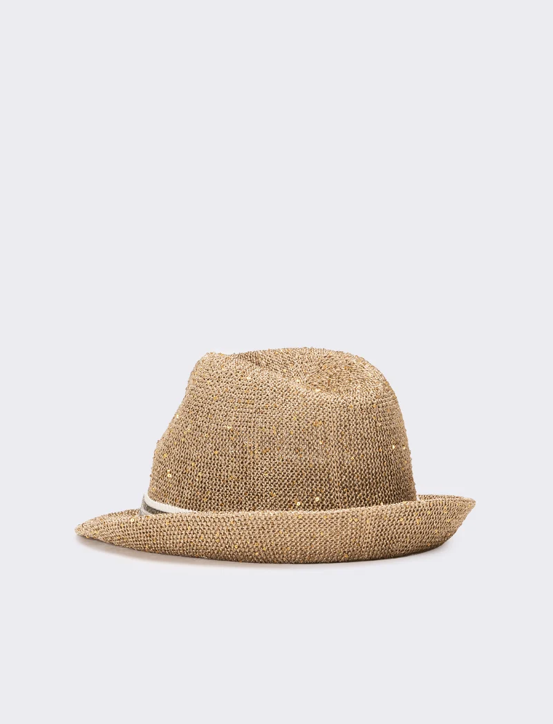 Cappello donna micropailletes con falda - Beige