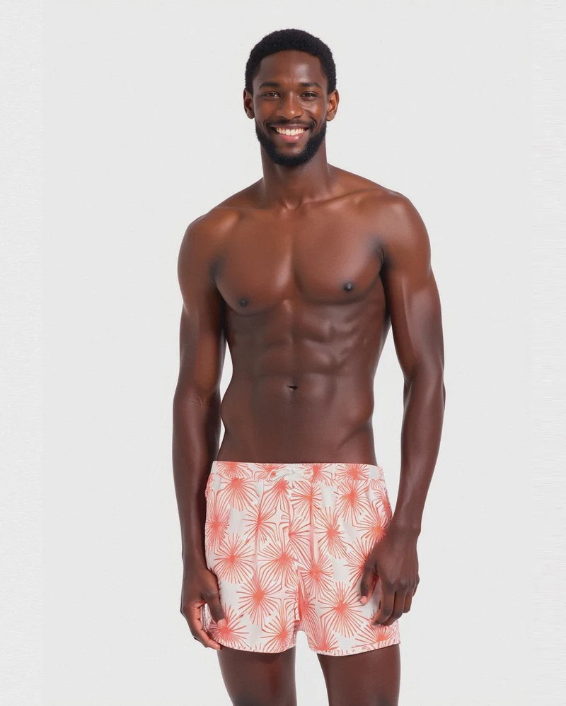 Costume con stampa geometrica da uomo - Corallo