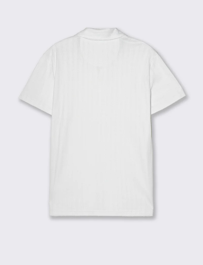 Polo a coste effetto maglia da uomo - Bianco
