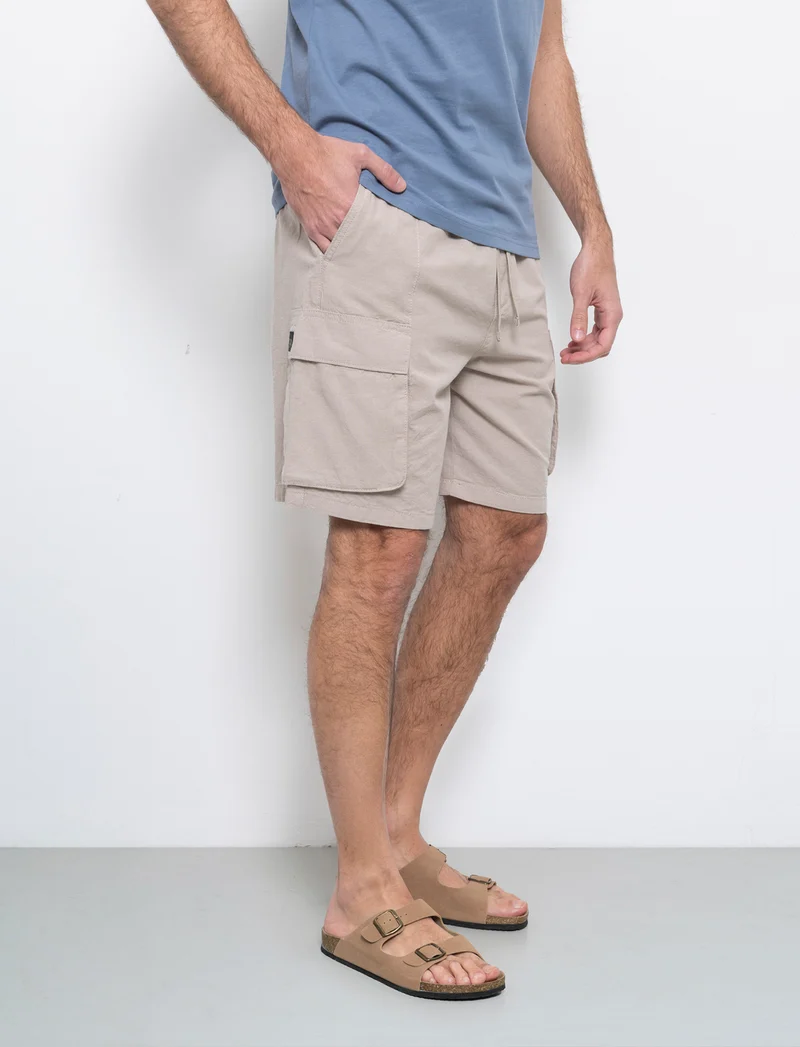 Bermuda cargo in misto lino da uomo - Beige