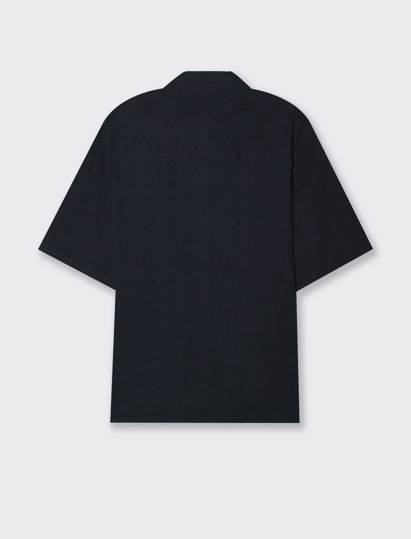 Camicia fantasia ricamata da uomo - Blu