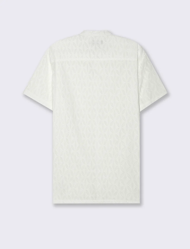 Camicia coreana fantasia jacquard da uomo - Bianco