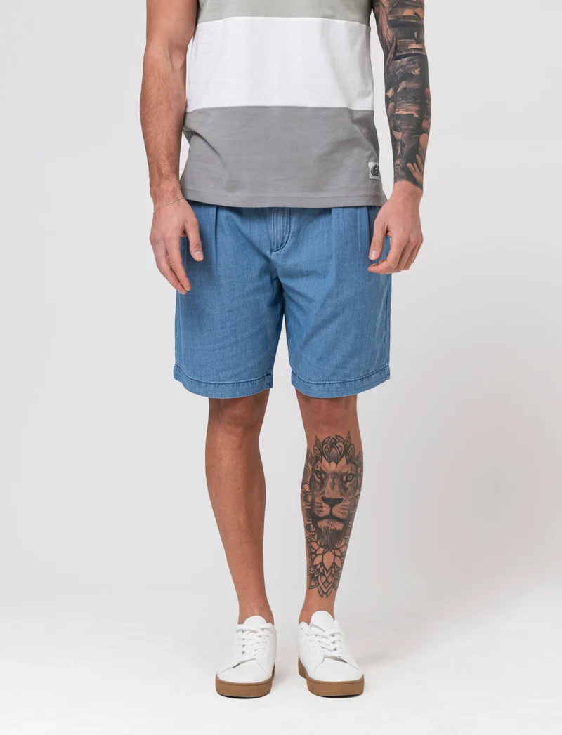 Bermuda chino in denim leggero da uomo - Denim chiaro