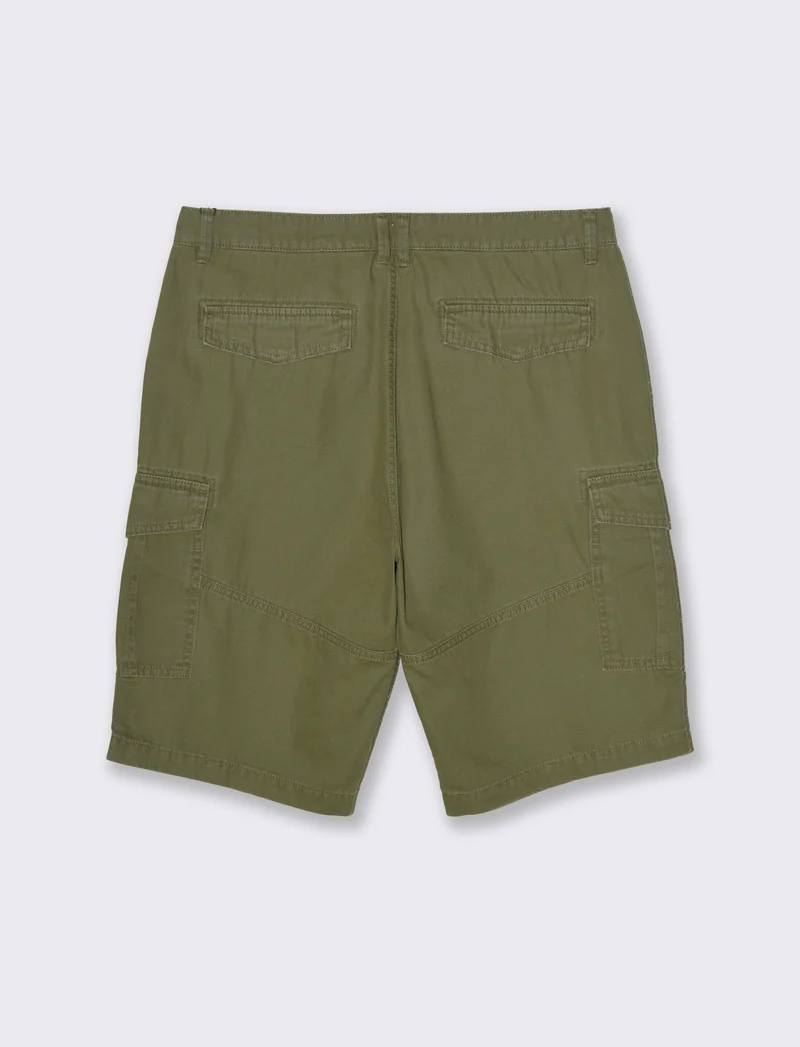 Bermuda cargo in tessuto canvas da uomo - Verde oliva