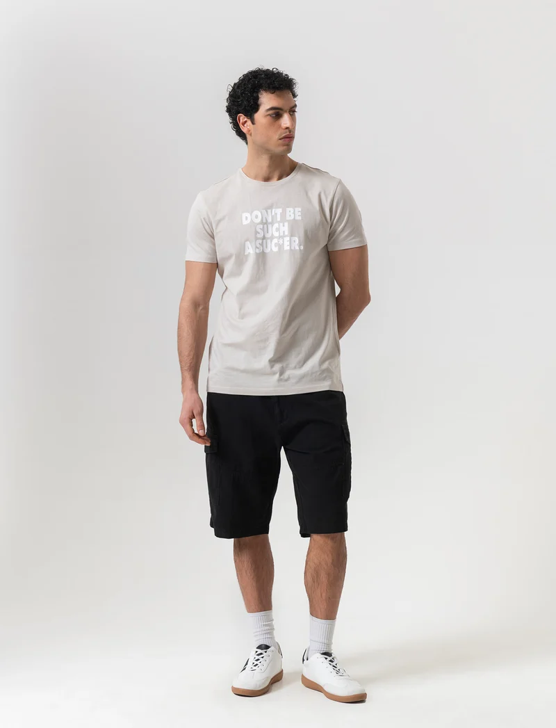 Bermuda cargo in tessuto canvas da uomo - Nero