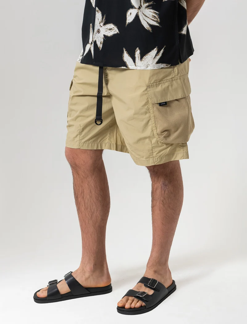 Bermuda cargo con cinturino relaxed fit da uomo - Beige