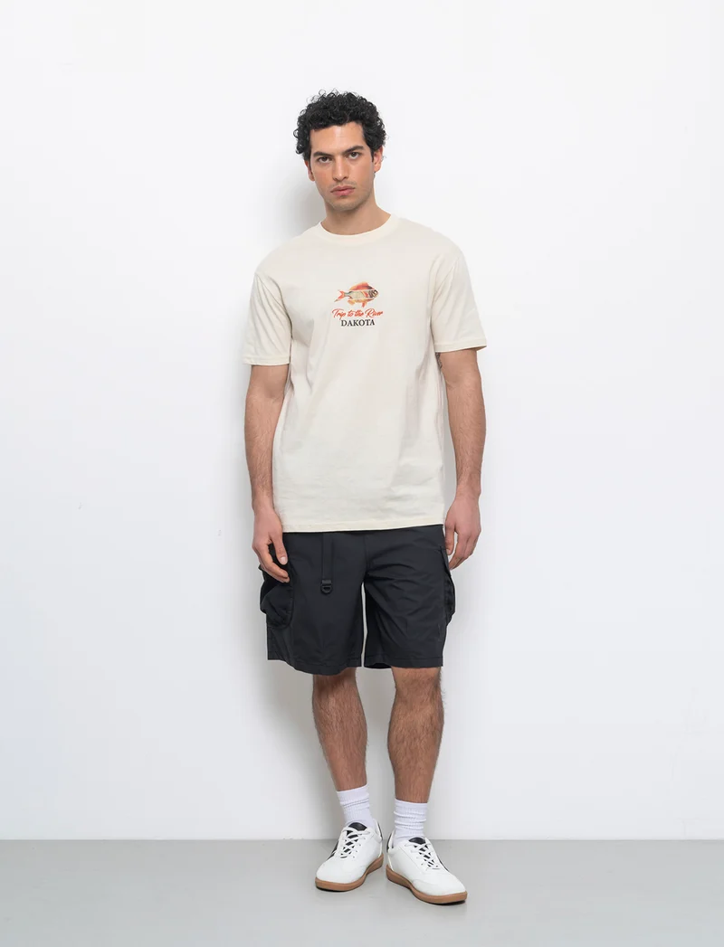 Bermuda cargo con cinturino relaxed fit da uomo - Nero