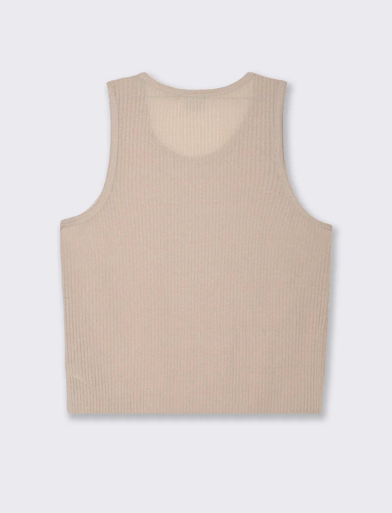 Canotta in tessuto a coste effetto maglia da uomo - Beige