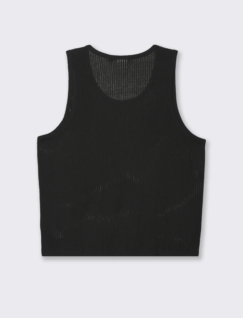 Canotta in tessuto a coste effetto maglia da uomo - Nero