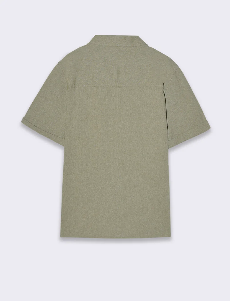 Camicia manica corta goffrata da uomo - Verde oliva