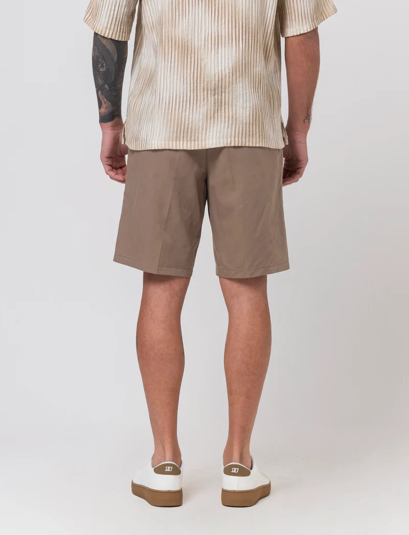 Bermuda chino relaxed fit in misto lino da uomo - Grigio tortora