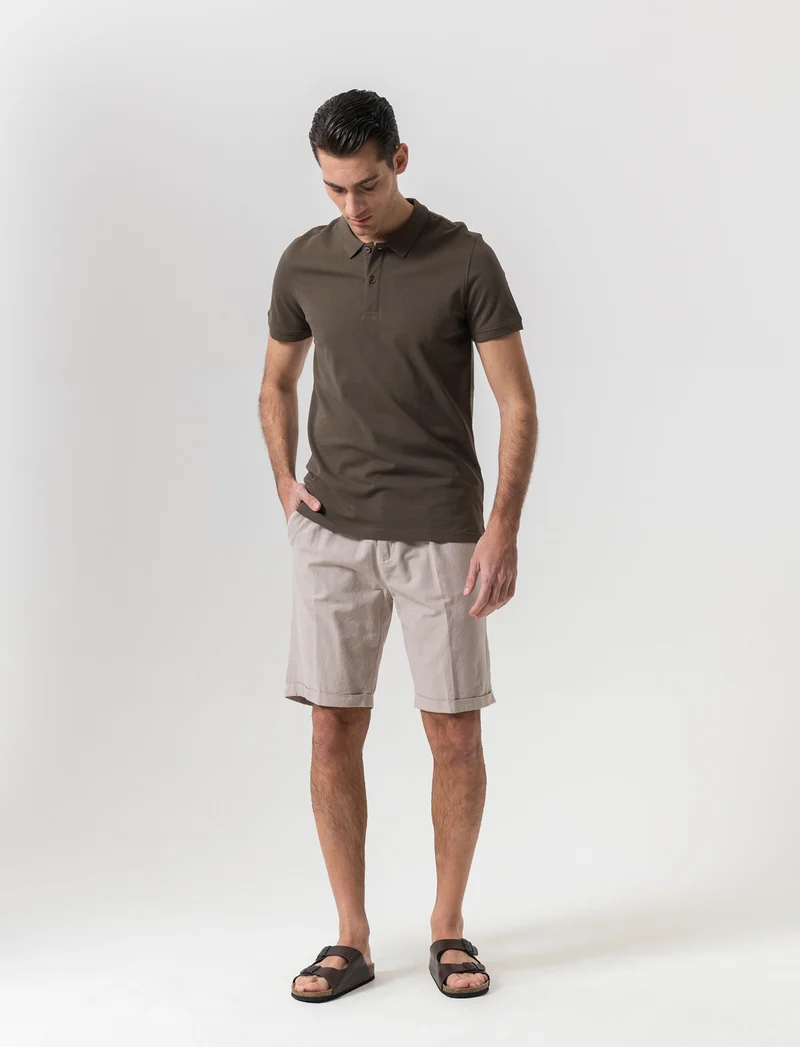 Bermuda vita jogger misto lino da uomo - Beige