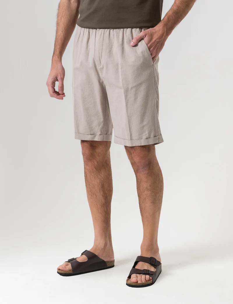 Bermuda vita jogger misto lino da uomo - Beige